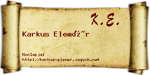 Karkus Elemér névjegykártya